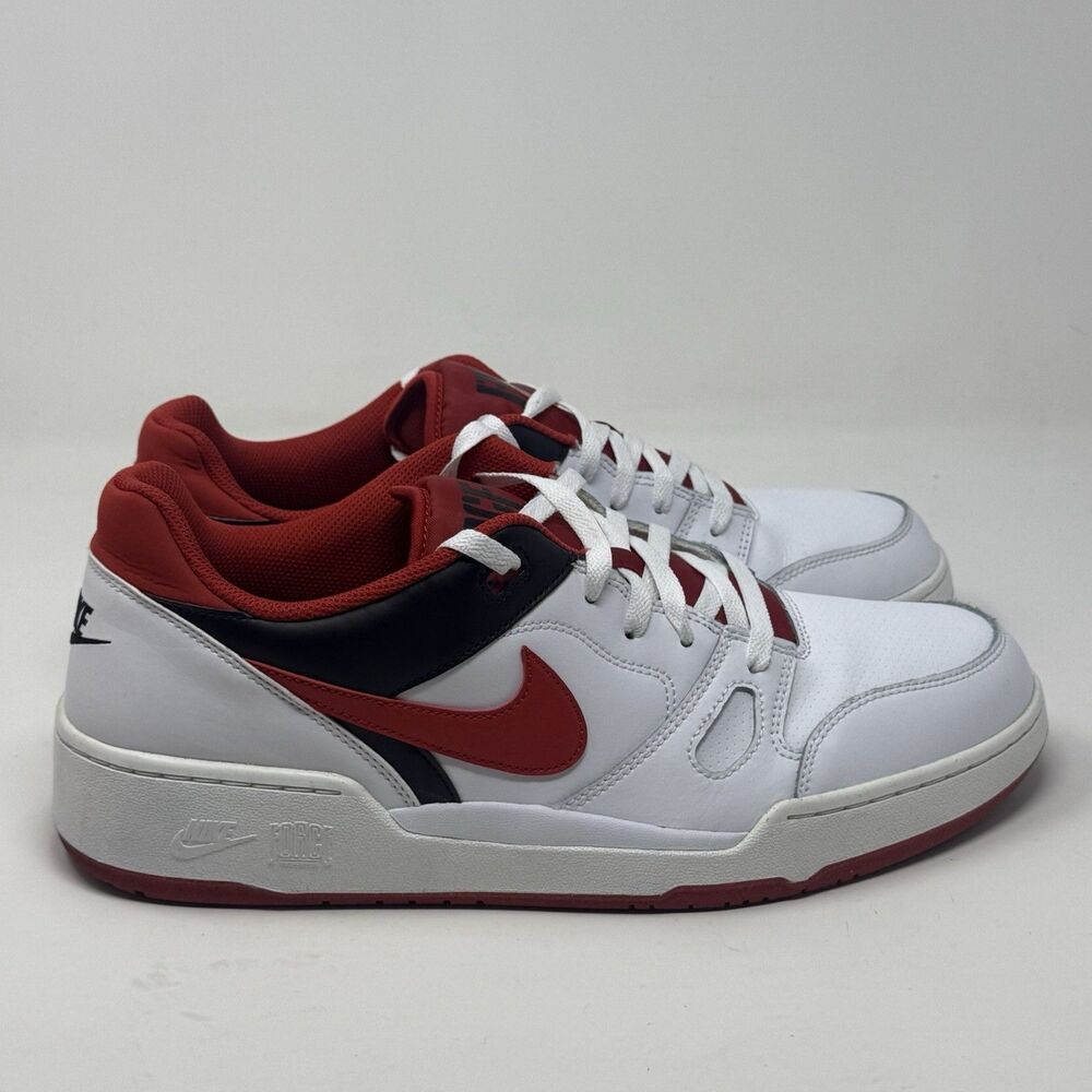 Nike Full Force Lo Shoes Sneakers Mens 14 White Red Black Leather Low FB1362-002